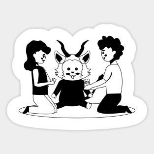 Krampus Playing With Kids - black version Sticker